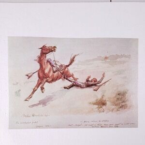 Frederic‎ Remington Ambushed Picket Canvas Art 11x8.5 Tan